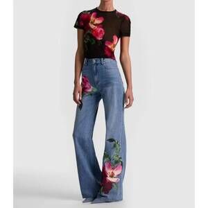 NEW ALICE + OLIVIA floral jeans in floral & denim